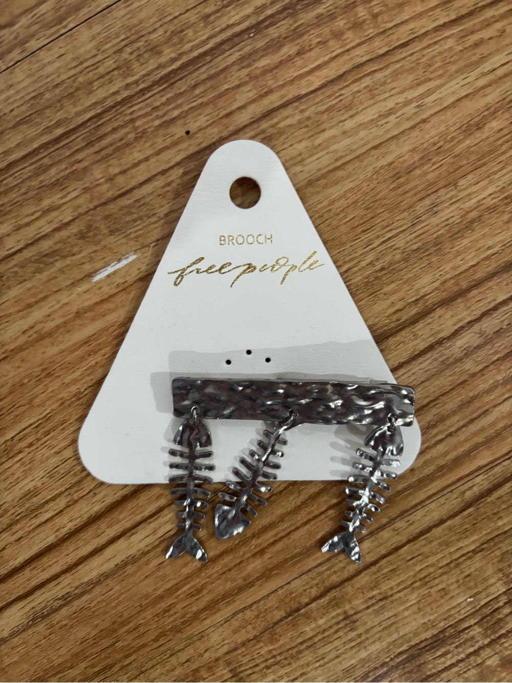 Free People Silver Fishbone Dangle Brooch Trio